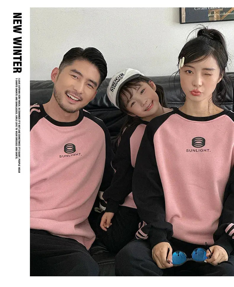 Parents and Children Warm Sweatshirts for The Whole Family Clothes Winter Father Mother and Son Daughter Thick Long Sleeve Tops - Mein Shop
