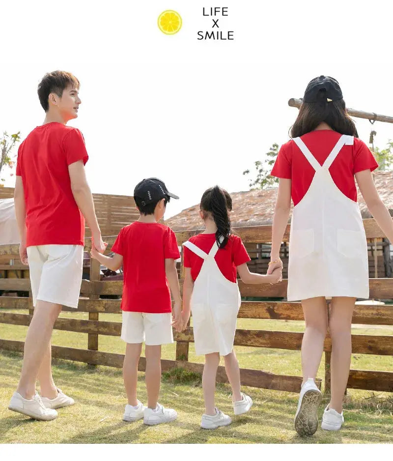 Family Vacation Clothing Resorts Look Parent Child Clothes Mom and Daughter Suspender Dress Two Piece Sets Dad Son Same Outfits Mein Shop