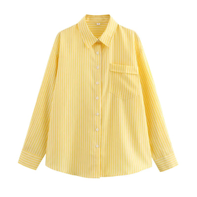 Women's Striped Blouse Multicolored Shirt Office Female's Top 2024 Summer Solid Shirt Elegant Comfortable Loose Fitting Shirts - Mein Shop