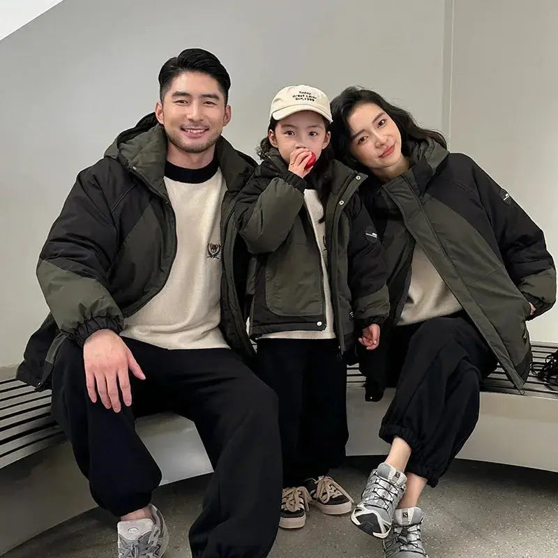 Family Matching Warm Clothes Winter Daughter Mother Thick Padded Coat Son Father Quilted Jacket Parents and Children Clothing - Mein Shop