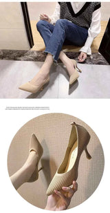 Comemore Comfortable Stilettos Dress Women's Shoes Spring 2023 Trend New Pointed High Heels Fashion Knitted Pumps Knitted Shoe