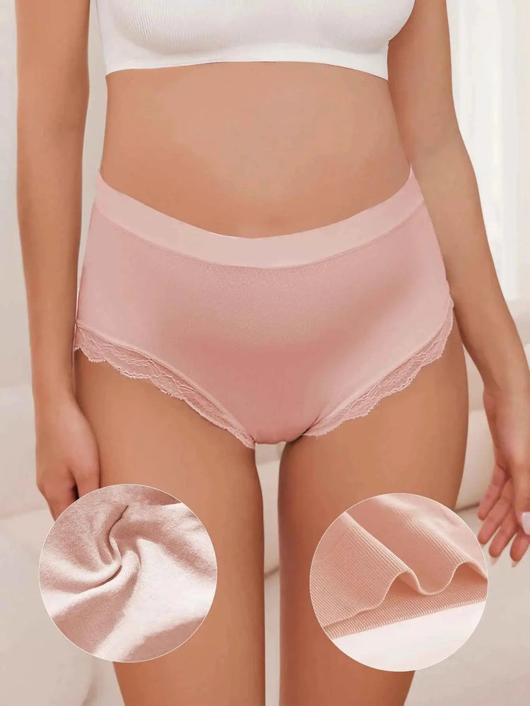 Schwangere Frauen Unterwäsche: Nahtlose, hochtaillierte und atmungsaktive Unterhose mit Spitzenrand für maximalen Komfort