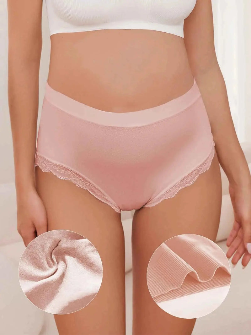 Schwangere Frauen Unterwäsche: Nahtlose, hochtaillierte und atmungsaktive Unterhose mit Spitzenrand für maximalen Komfort