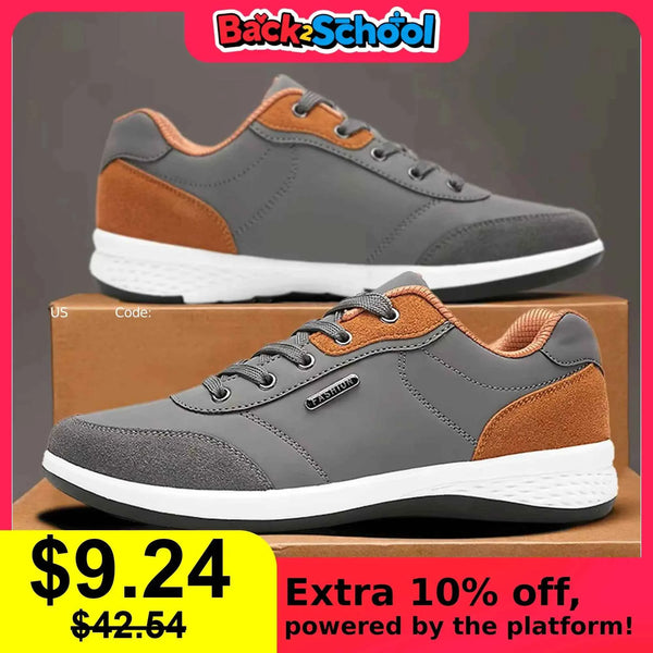 Leather Men Shoes Sneaker Trend Sports Running Breathable Men‘s Sneakers Non-slip Footwear Shoe for Male Walking Autumn