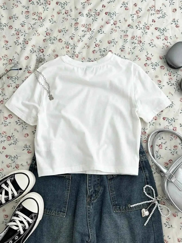 Women short Sleeve T Shirt  summer Solid Slim Fit Casual Shirts Female Pullovers Basic Tee  Clothes Street wear Crop Tops