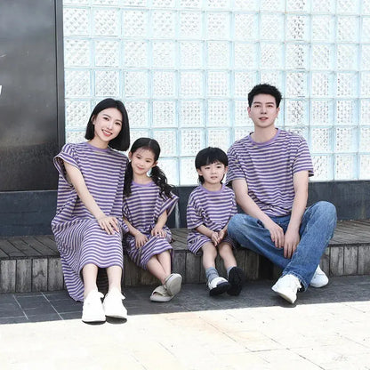Family Look Clothes Mom and Daughter Same Dress Dad Short Sleeve T Shirts Mother and Son Kids Clothing Children Two Piece Outfit - Mein Shop