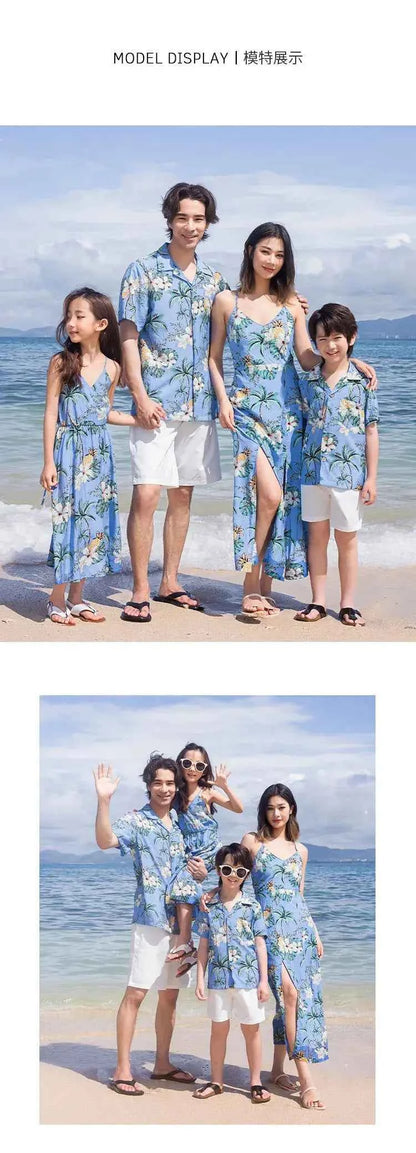 Beach Ware Clothes for Family Vacation 2025 Dad and Son Matching Shirts Oufits Sea Mom Daughter Equal Dresses Women Sexy Dress