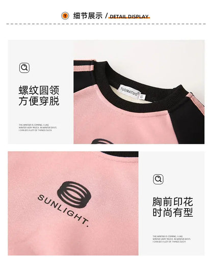 Parents and Children Warm Sweatshirts for The Whole Family Clothes Winter Father Mother and Son Daughter Thick Long Sleeve Tops - Mein Shop