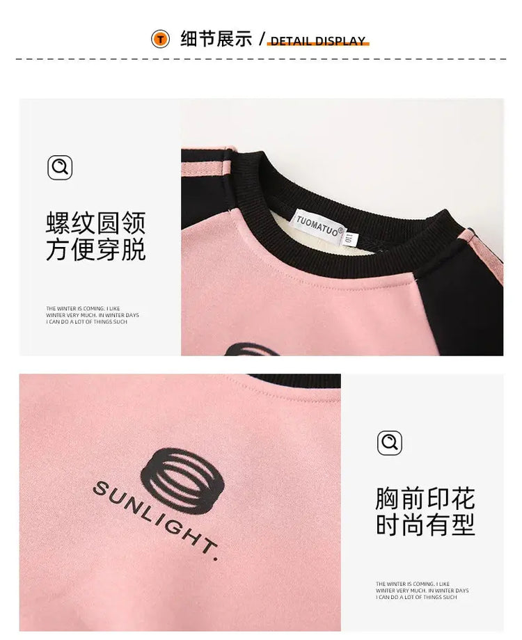 Parents and Children Warm Sweatshirts for The Whole Family Clothes Winter Father Mother and Son Daughter Thick Long Sleeve Tops - Mein Shop