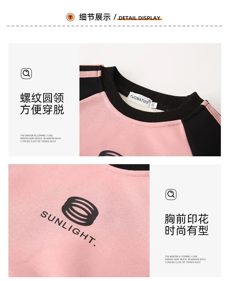 Parents and Children Warm Sweatshirts for The Whole Family Clothes Winter Father Mother and Son Daughter Thick Long Sleeve Tops - Mein Shop