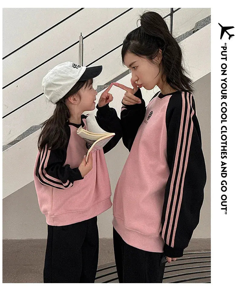 Parents and Children Warm Sweatshirts for The Whole Family Clothes Winter Father Mother and Son Daughter Thick Long Sleeve Tops - Mein Shop