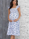 Pregnancy Woman Dress Summer Printed Korean Version Loose Pregnant Blue Dress Beach Holiday Dress For Pregnant Photo Shoot