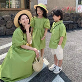 Family Matching Clothes Mom Daughter Dress Dad and Son Sets Korean Women Dresses Mother and Boys Outfits Brother Sister Clothing - Mein Shop