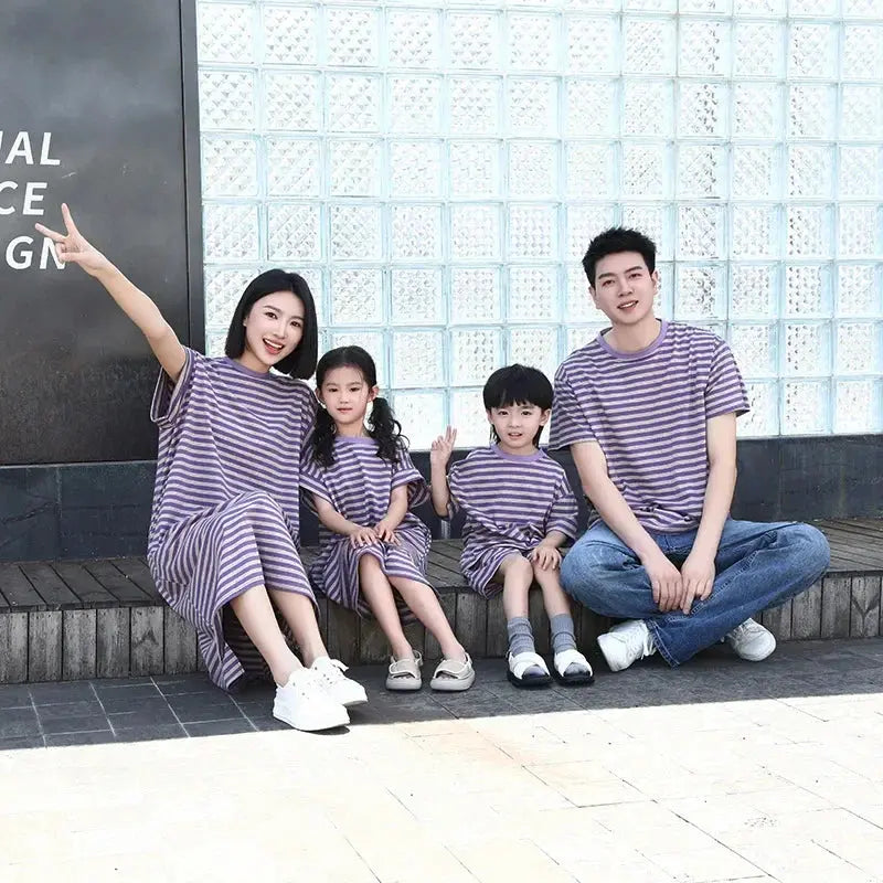 Family Look Clothes Mom and Daughter Same Dress Dad Short Sleeve T Shirts Mother and Son Kids Clothing Children Two Piece Outfit - Mein Shop