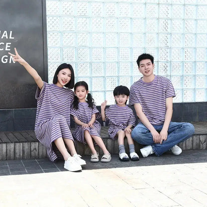 Family Look Clothes Mom and Daughter Same Dress Dad Short Sleeve T Shirts Mother and Son Kids Clothing Children Two Piece Outfit - Mein Shop