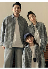 New Elegant Family Look Clothing Mother and Daughter Father Son Plaid Shirt Long Sleeve Blouse Fashion Family Matching Outfit - Mein Shop