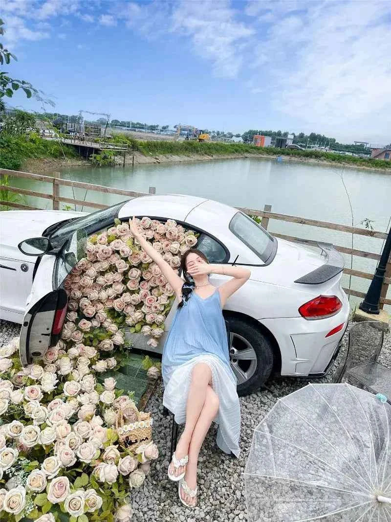 Family Fashion Beach Mother Father and Girl Boy Blue Clothes Vacation Look Mom Daughter Holiday Dress Korean Dad Son T Shirts