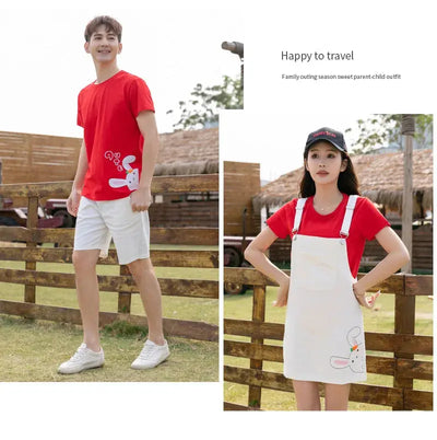 Family Vacation Clothing Resorts Look Parent Child Clothes Mom and Daughter Suspender Dress Two Piece Sets Dad Son Same Outfits Mein Shop