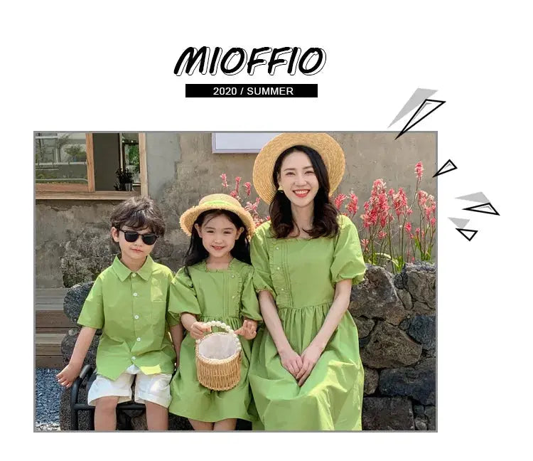 Family Matching Clothes Mom Daughter Dress Dad and Son Sets Korean Women Dresses Mother and Boys Outfits Brother Sister Clothing - Mein Shop