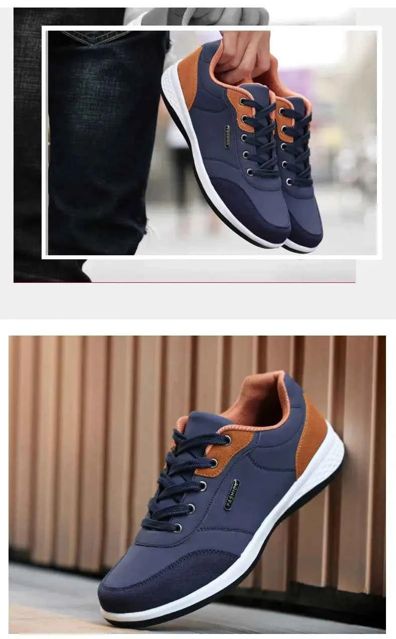 Leather Men Shoes Sneaker Trend Sports Running Breathable Men‘s Sneakers Non-slip Footwear Shoe for Male Walking Autumn