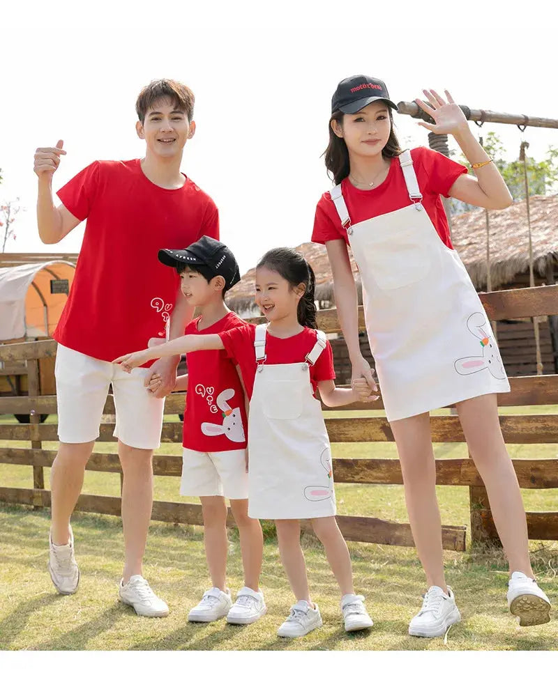 Family Vacation Clothing Resorts Look Parent Child Clothes Mom and Daughter Suspender Dress Two Piece Sets Dad Son Same Outfits Mein Shop