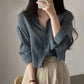 Women Shirt Turn Down Collar Cardigan Shirt Women Solid Color Sun Shirt - Mein Shop