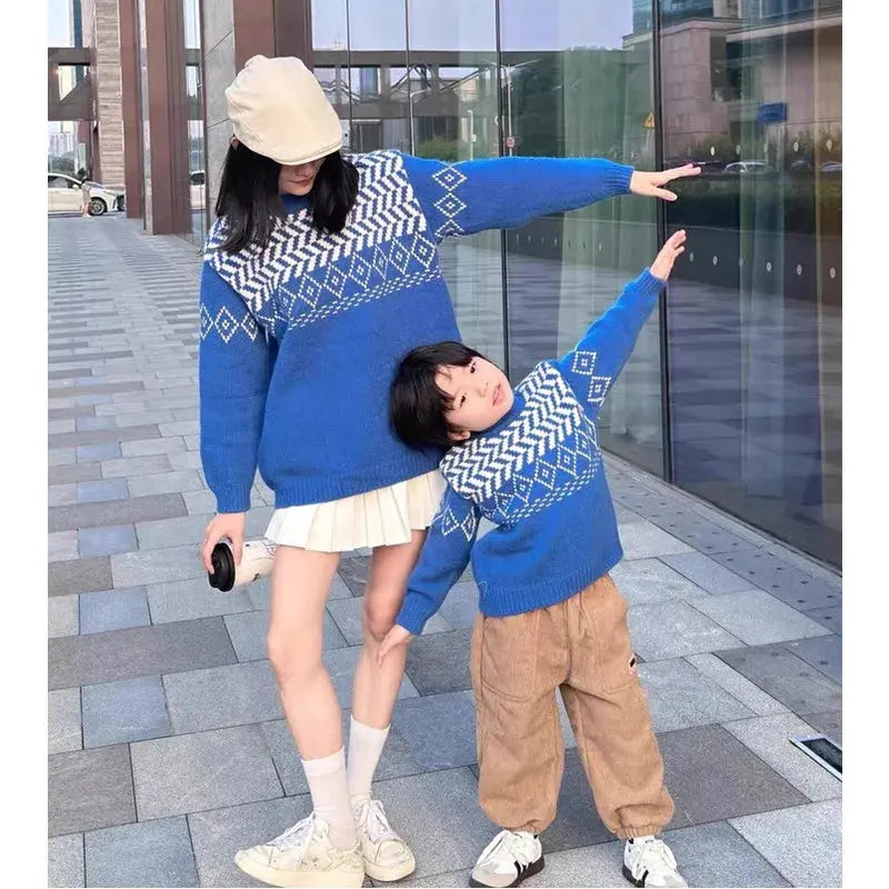 Knit Sweaters for The Whole Family Knitwear Winter Father Mother and Daughter Son Children Boy Girl Knitted Long Sleeve Pullover - Mein Shop