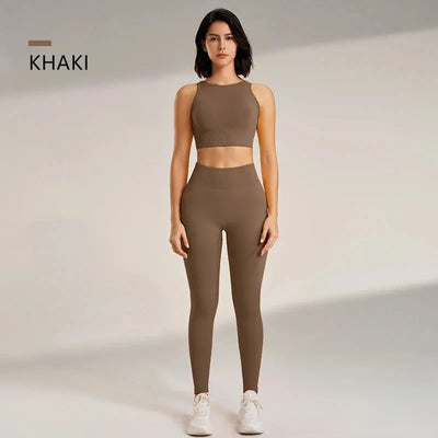 Yoga Clothing Set Women's High Waisted Leggings and Top Two Piece Seamless Fitness Exercise Clothing Fitness Workout Underwear - Mein Shop