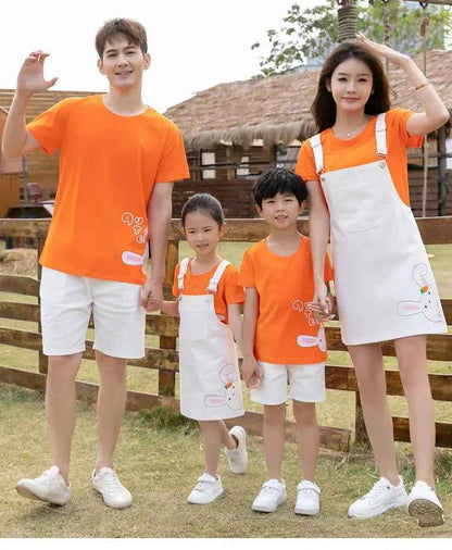 Family Vacation Clothing Resorts Look Parent Child Clothes Mom and Daughter Suspender Dress Two Piece Sets Dad Son Same Outfits