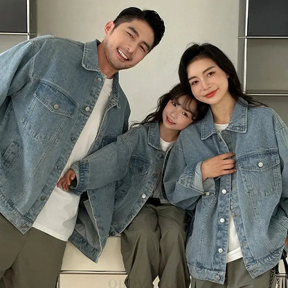 Spring Autumn Korean Parent-Child Clothing Set Matching Outfits for the Family Look Jacket Pants Clothes Set Dad Mum Kids Wear - Mein Shop