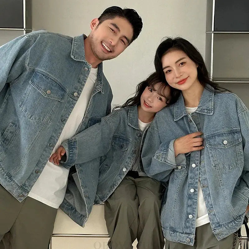 Spring Autumn Korean Parent-Child Clothing Set Matching Outfits for the Family Look Jacket Pants Clothes Set Dad Mum Kids Wear