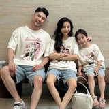 Family Matching Outfit Clothes Set For Summer Vacation Outerwear Beach Tshirt Shorts Clothing Suit Couple Kids Same Costume Wear