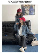 Family Cotton Denim Shirts Parent-child Fashion Clothes Mother and Daughter Jacket Korean Father and Son Same Stripe Coat Tops - Mein Shop