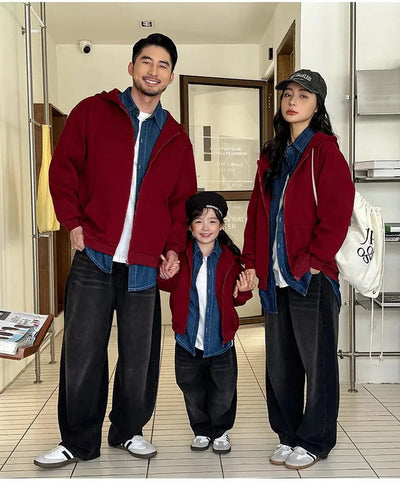Winter Family Warm Jacket Parent-child Clothes Korea Fashion Father Mother and Daughter Son Baby Matching Thick Coat with Hooded - Mein Shop