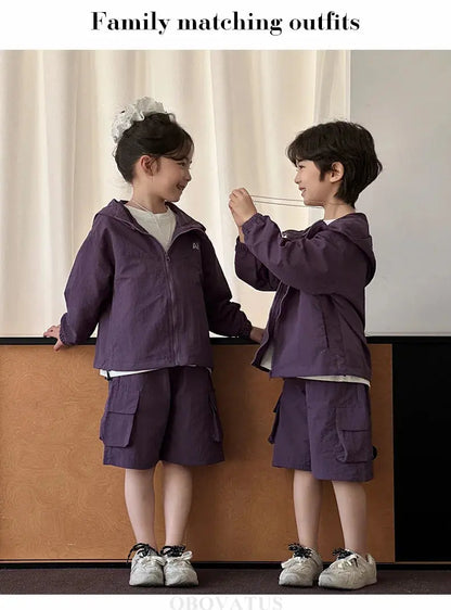 Family Matching Clothes Sets Men Women Baby Coat Shorts Suit Couples Kids Family Look Clothing Parent-Child Matching Costume - Mein Shop