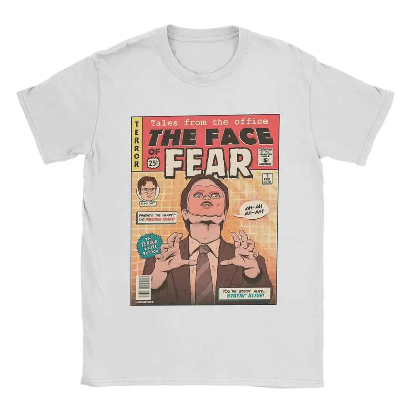 Men T-Shirts The Office Face Fear Dwight Fun Pure Cotton Tees Short Sleeve T Shirt Round Collar Clothes New Arrival
