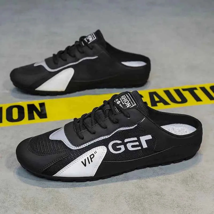 2025 New Men Slippers Trend Baotou Shoes for Men Summer Breathable Casual Shoe Vulcanized Flats Male Sneakers Half Slip-on Shoes