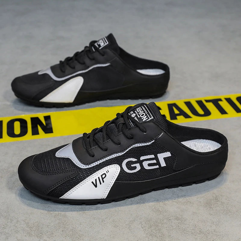 2025 New Men Slippers Trend Baotou Shoes for Men Summer Breathable Casual Shoe Vulcanized Flats Male Sneakers Half Slip-on Shoes