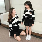 Sweater for The Whole Family Polo Knit Tops Fashion Mom and Daughter Child Girl Matching Jumper Dad and Son Baby Boy Knitwear