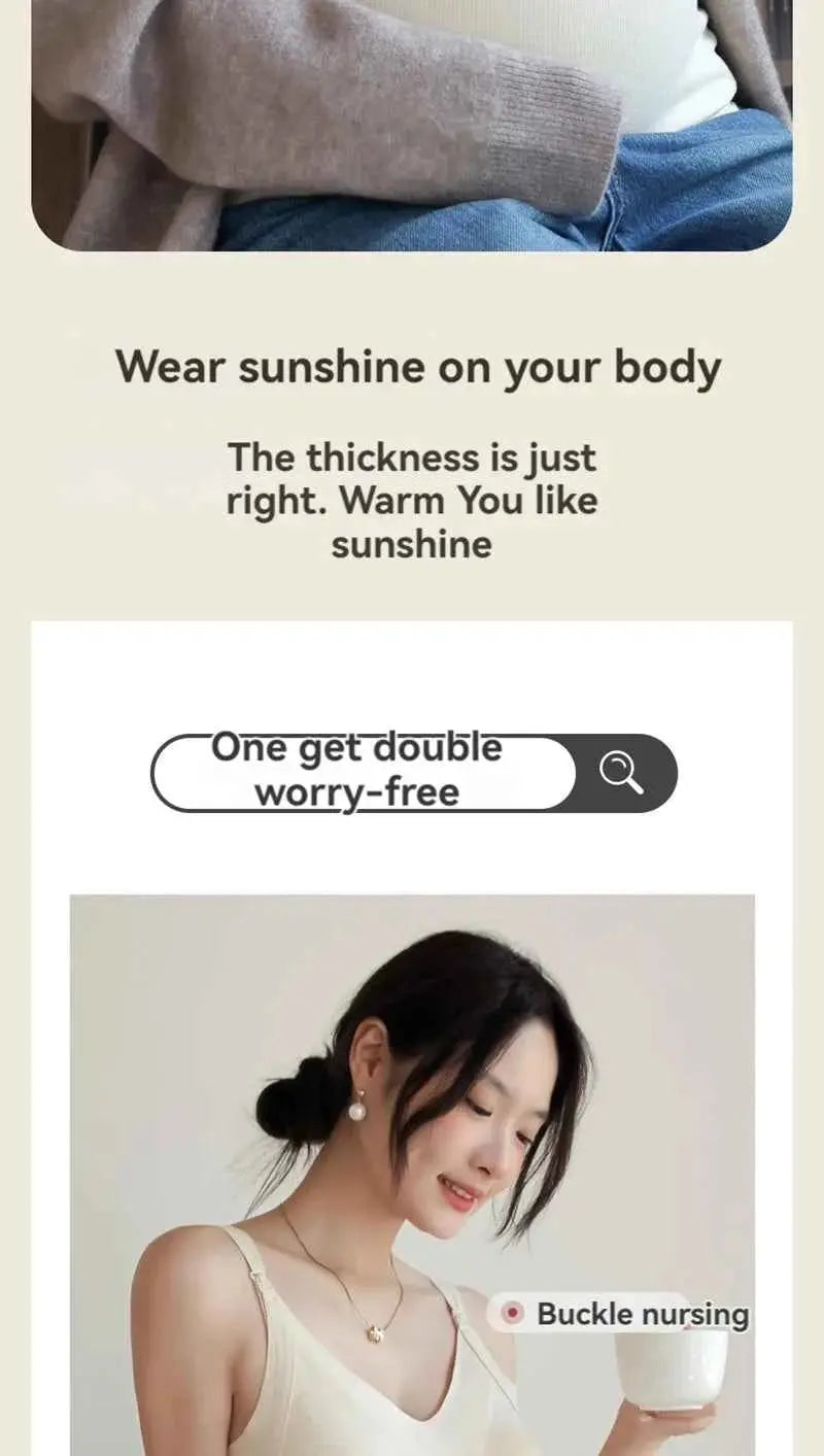 Neue Mode Schwangere Damen Weste Warmes Top für Herbst und Winter, kein BH nötig, Stilltop für werdende Mütter