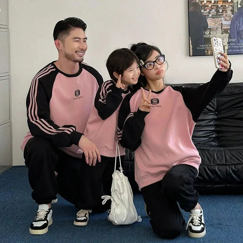 Parents and Children Warm Sweatshirts for The Whole Family Clothes Winter Father Mother and Son Daughter Thick Long Sleeve Tops - Mein Shop