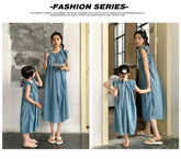Family Matching Clothes for Brother Sister Mom Daughter Blue Dress Dad Son Clothing Korean Children Two Piece Set Couples Outfit Mein Shop