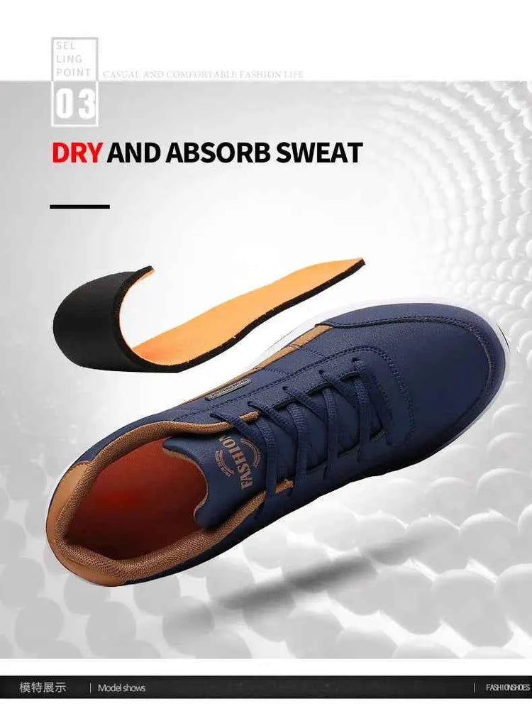 Leather Men Shoes Sneakers Trend Casual Shoe Italian Breathable Leisure Male Sneakers Non-slip Footwear Men Vulcanized Shoes