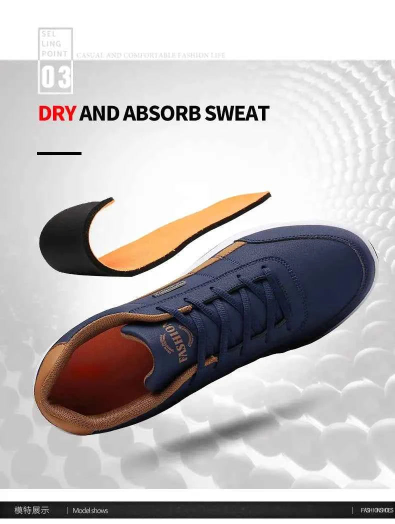 Leather Men Shoes Sneakers Trend Casual Shoe Italian Breathable Leisure Male Sneakers Non-slip Footwear Men Vulcanized Shoes