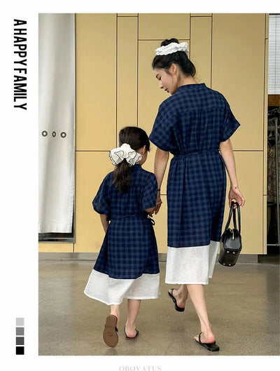 Family Matching Clothes Boy Girl Outfit Set Father and Son Shirt Shorts Suit Mother and Daughter Dress Same Girl Blouse Dress - Mein Shop