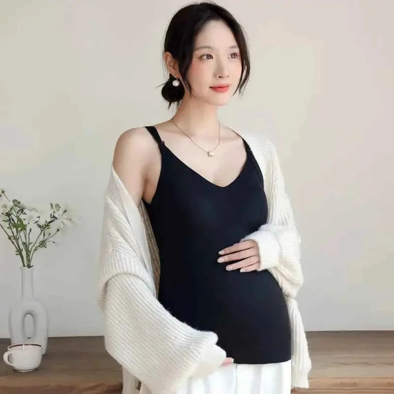 Neue Mode Schwangere Damen Weste Warmes Top für Herbst und Winter, kein BH nötig, Stilltop für werdende Mütter