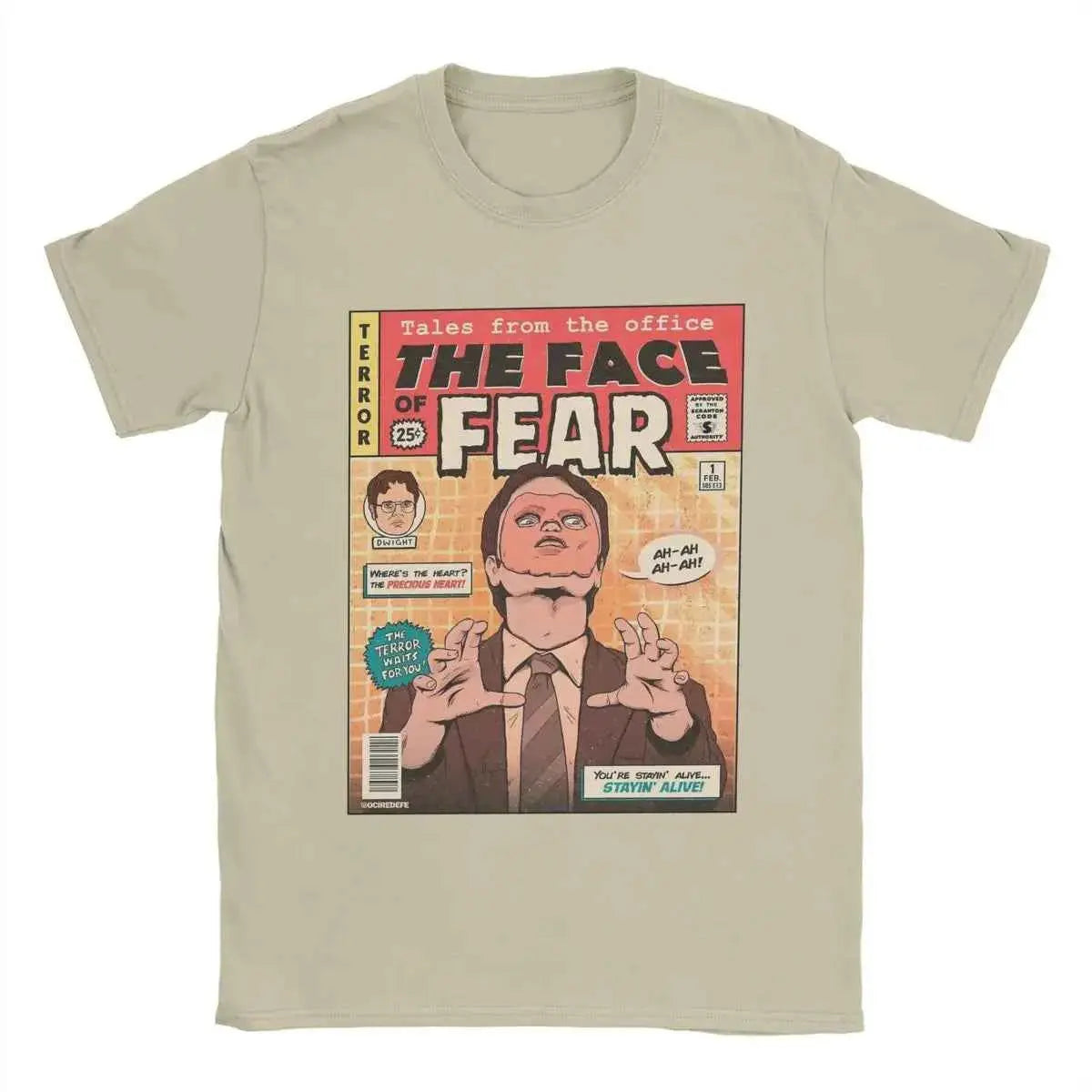 Men T-Shirts The Office Face Fear Dwight Fun Pure Cotton Tees Short Sleeve T Shirt Round Collar Clothes New Arrival