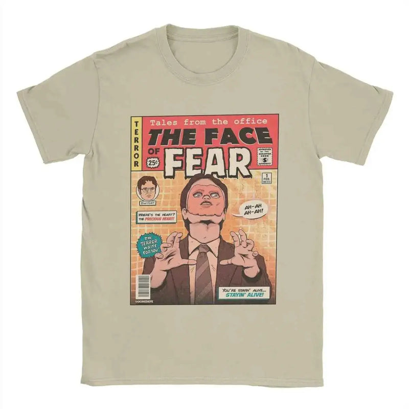 Men T-Shirts The Office Face Fear Dwight Fun Pure Cotton Tees Short Sleeve T Shirt Round Collar Clothes New Arrival
