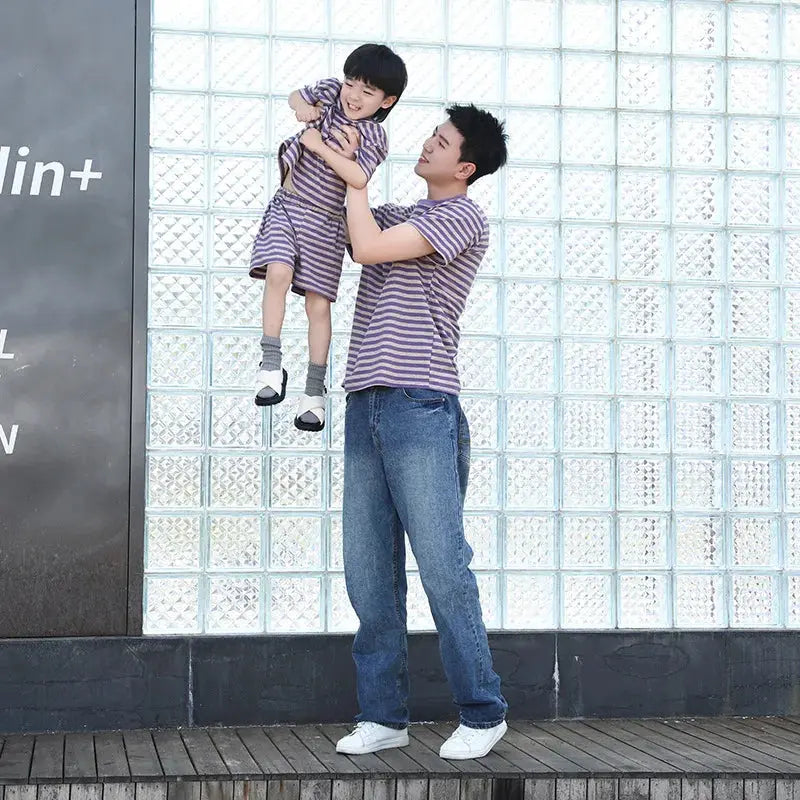Family Look Clothes Mom and Daughter Same Dress Dad Short Sleeve T Shirts Mother and Son Kids Clothing Children Two Piece Outfit - Mein Shop