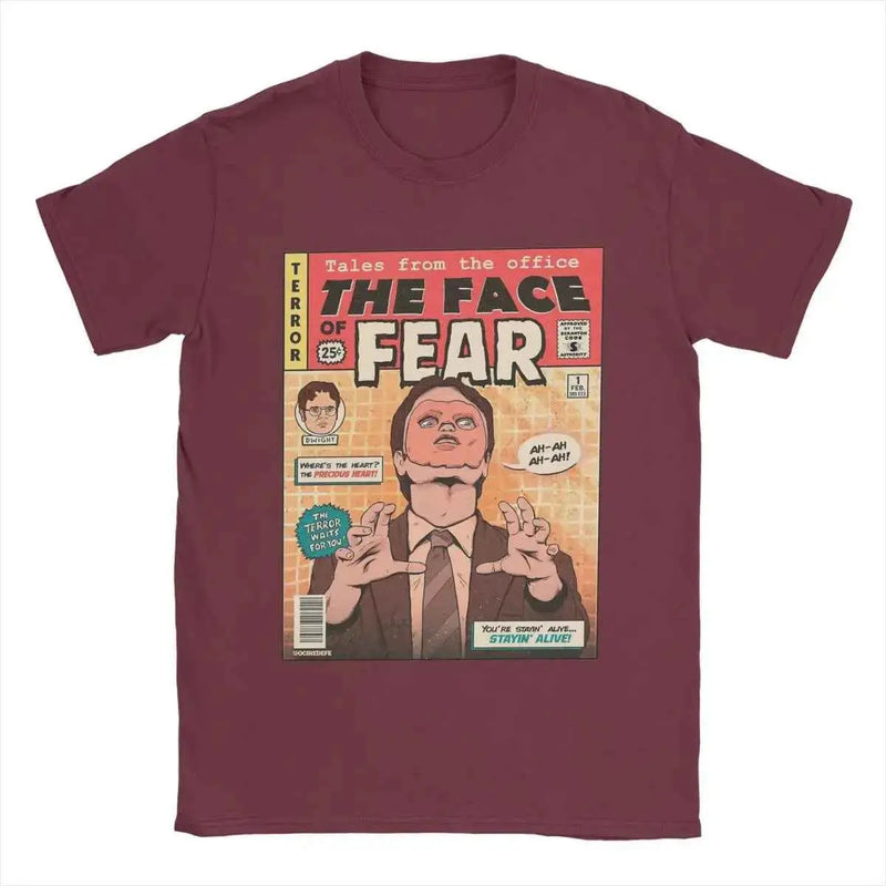 Men T-Shirts The Office Face Fear Dwight Fun Pure Cotton Tees Short Sleeve T Shirt Round Collar Clothes New Arrival